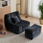 Giant Black Bean Bag Chair with Footrest