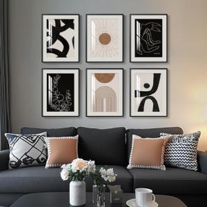 Set of 6 Boho Black and White Wall Art
