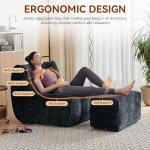 Giant Black Bean Bag Chair with Footrest