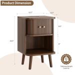 Mid Century Walnut Nightstand Set with Charging Station