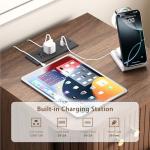 Mid Century Walnut Nightstand Set with Charging Station