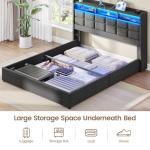 Lift Up Full Size Bed Frame with Storage and LED Lights