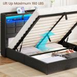 Lift Up Full Size Bed Frame with Storage and LED Lights