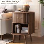 Mid Century Walnut Nightstand Set with Charging Station