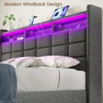 Lift Up Full Size Bed Frame with Storage and LED Lights