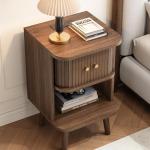 Mid Century Walnut Nightstand Set with Charging Station
