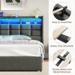 Lift Up Full Size Bed Frame with Storage and LED Lights