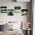 4-Piece Green Leaf Canvas Wall Art Set