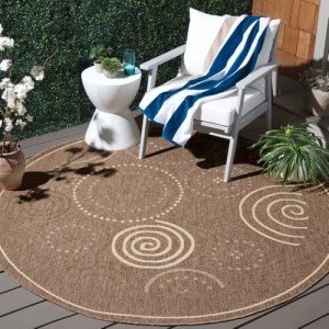 Brown and Natural Round Area Rug - 1.8m Diameter
