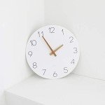 Mooas 12" Non-Ticking Wood Wall Clock