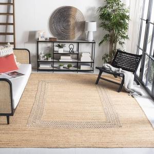 Beige Hand-Woven Jute Area Rug, 8' x 10