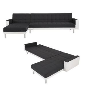 Black & White 5-Seater Linen Sofa Bed Couch