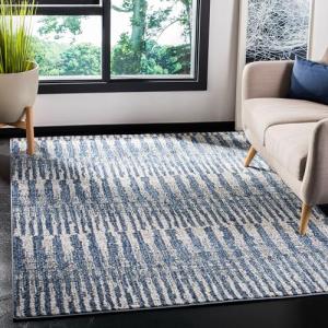 Modern Non-Shedding Area Rug in Navy/Grey