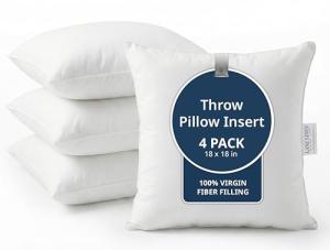 White Throw Pillow Inserts - 18x18 (4 Pack)