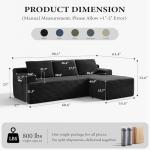 105" L-Shaped Black Cloud Sectional Sofa