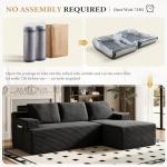105" L-Shaped Black Cloud Sectional Sofa