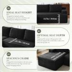 105" L-Shaped Black Cloud Sectional Sofa