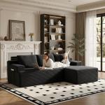 105" L-Shaped Black Cloud Sectional Sofa