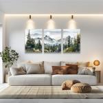 Abstract Mountain Forest Canvas Wall Art Set