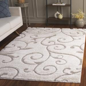 Cream and Beige Florida Shag Area Rug 0.9m x 1.5m
