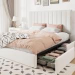 Queen Storage Bed Frame with Adjustable Headboard