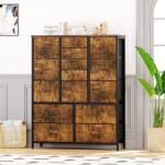 Jojoka 15-Drawer Fabric Dresser in Rustic Brown