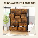 Jojoka 15-Drawer Fabric Dresser in Rustic Brown