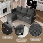 JAMFLY Dark Grey L-Shaped Sectional Couch with Ottoman