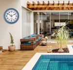 12-Inch Retro Waterproof Wall Clock with Thermometer