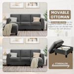 JAMFLY Dark Grey L-Shaped Sectional Couch with Ottoman
