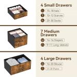 Jojoka 15-Drawer Fabric Dresser in Rustic Brown