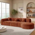 140" Curved Modern Sectional Sofa with Chaise
