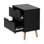 Black Wooden Nightstand with 2 Drawers