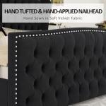 California King Velvet Platform Bed with Tufted Headboard