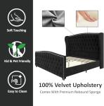California King Velvet Platform Bed with Tufted Headboard