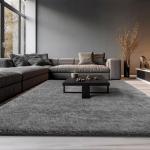 Large Grey Shag Rug for Living Room or Bedroom