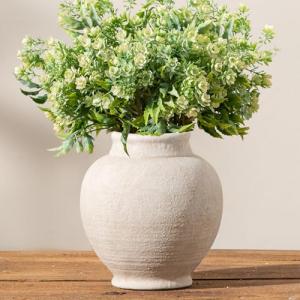 Rustic White Ceramic Vase for Home Decor