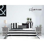 Stylish White Bedside Table Set with Grey Baskets