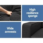 Dark Grey 4-Seater Sofa Bed with Cushions