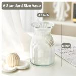 Clear Ribbed Glass Vase - 8 Inch Tall