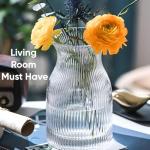 Clear Ribbed Glass Vase - 8 Inch Tall