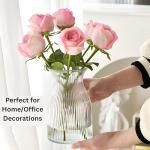 Clear Ribbed Glass Vase - 8 Inch Tall