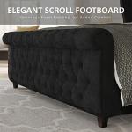 King Size Velvet Sleigh Bed Frame with Wingback