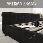 King Size Velvet Sleigh Bed Frame with Wingback