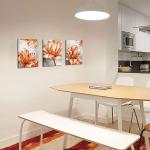 Modern Gray and Orange Floral Wall Art Set