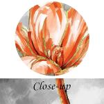 Modern Gray and Orange Floral Wall Art Set