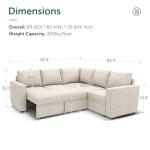 Beige Modular Sectional Sleeper Sofa with Storage