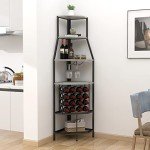 5-Tier Corner Wine Rack with Glass Holder