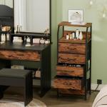 Rustic Brown 5-Drawer Dresser with Charging Station