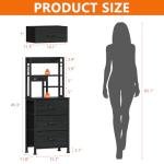 Tall Night Stand with Fabric Drawers and LED Lights